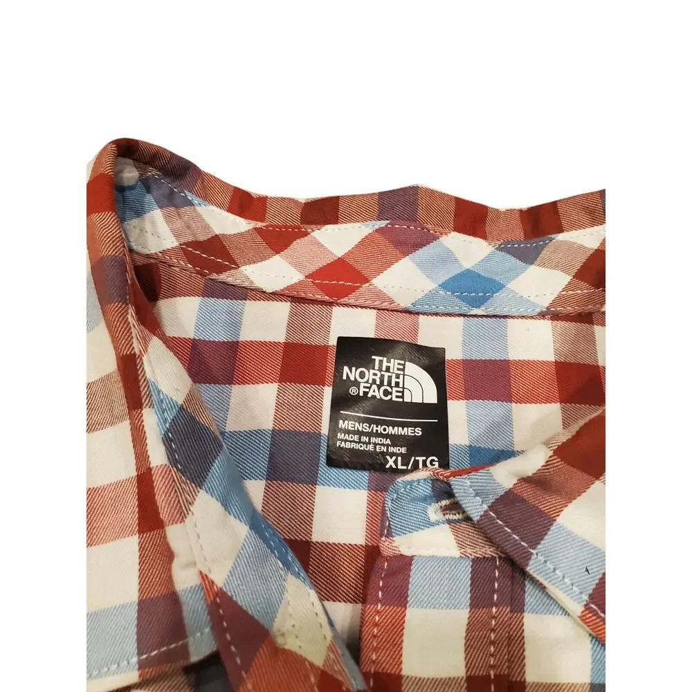 The‎ North Face Mens XL Button Up Shirt Red Blue Plaid Outdoor Casual Trailcore